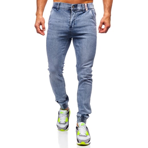 Granatowe spodnie jeansowe joggery męskie Denley KA1637