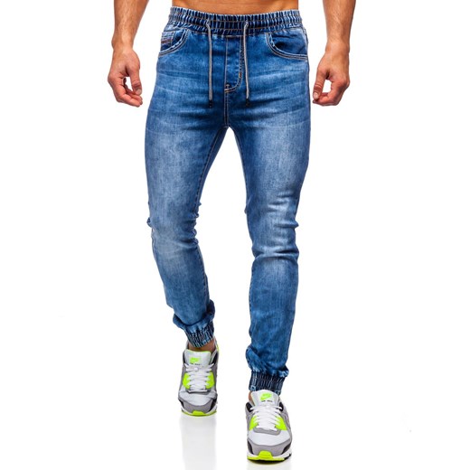 Granatowe spodnie jeansowe joggery męskie Denley KA1555