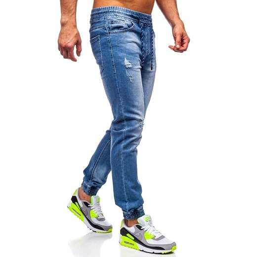 Granatowe spodnie jeansowe joggery męskie Denley KA1720