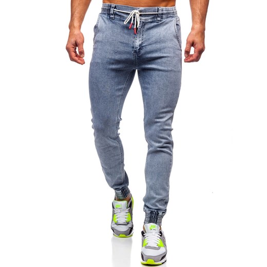 Granatowe spodnie jeansowe joggery męskie Denley KA1628