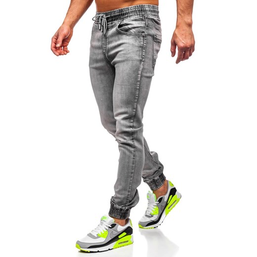 Szare spodnie jeansowe joggery męskie Denley KA1815