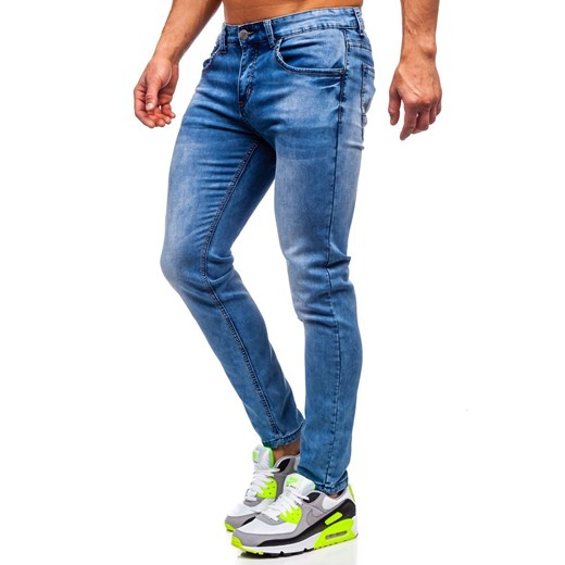 Granatowe spodnie jeansowe męskie skinny fit Denley KX511