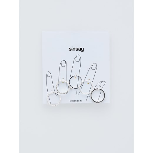 Sinsay - Zestaw pierścionków - Srebrny Sinsay  One Size 