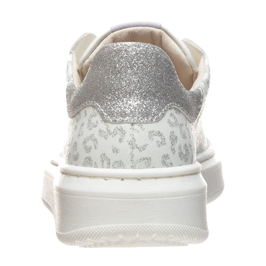 Skórzane sneakersy w kolorze biało-srebrnym