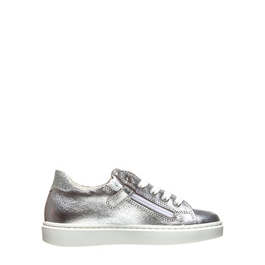Skórzane sneakersy w kolorze srebrnym