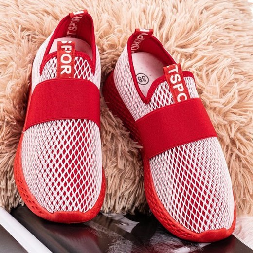 Czerwone sportowe buty damskie typu slip - on Andalia - Obuwie Royalfashion.pl  38 