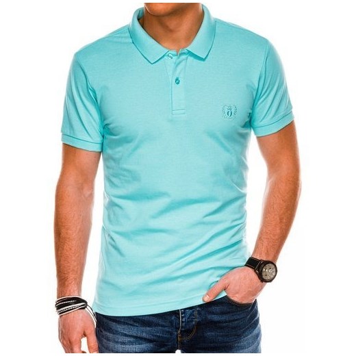 Koszulka męska Polo bez nadruku S1048 - błękitna  Ombre XL 