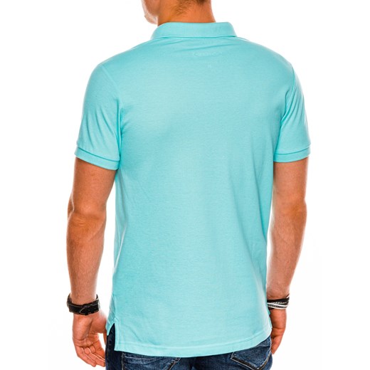 Koszulka męska Polo bez nadruku S1048 - błękitna  Ombre S 