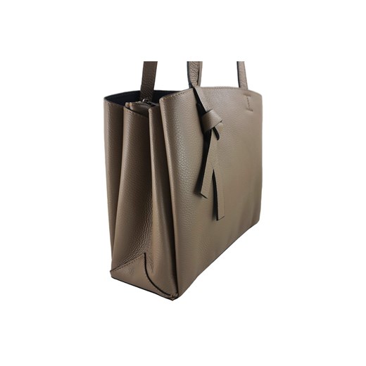 Skórzana torebka na ramię z ozdobnym paskiem - Beżowa ciemna  Barberini`s uniwersalny Barberinis