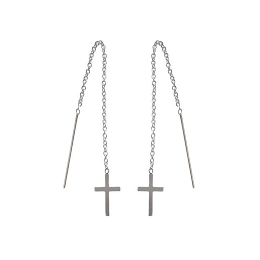 Kolczyki srebrne przewlekane krzyż k2535 - 1g Falana   
