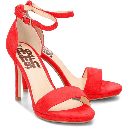 Sandały damskie Refresh na szpilce czerwone ze skóry ekologicznej eleganckie gładkie 