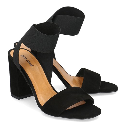 Sandały damskie czarne Gino Rossi gładkie skórzane eleganckie na obcasie 