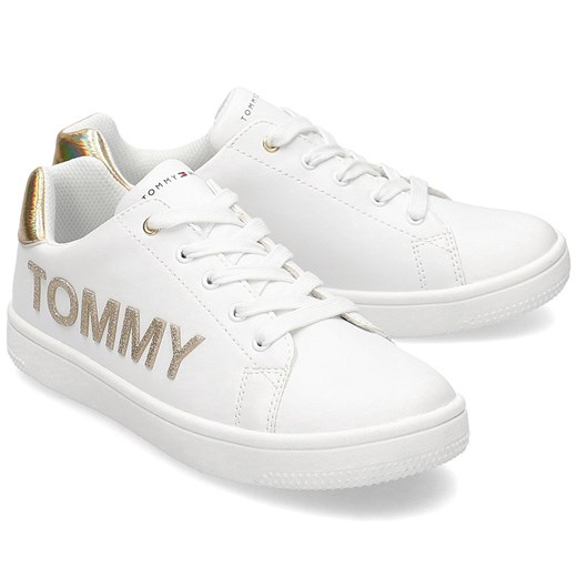 Tommy Hilfiger Low Cut Lace-Up - Trampki Dziecięce - T3A4-30618-0977X068 WHITE/GOLD Tommy Hilfiger  40 MIVO