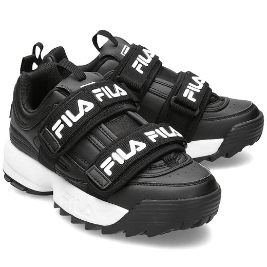 Buty sportowe damskie Fila sneakersy młodzieżowe na platformie ze skóry ekologicznej na rzepy 