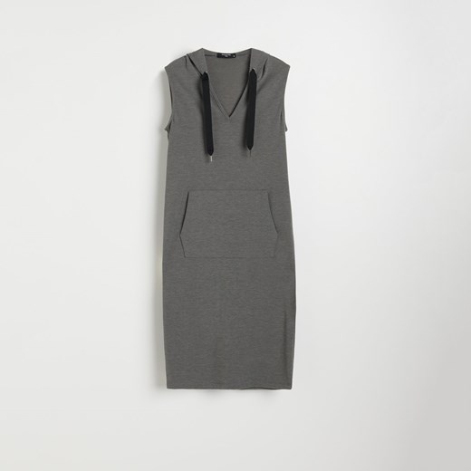 Reserved - Dzianinowa sukienka z kapturem - Szary  Reserved L 