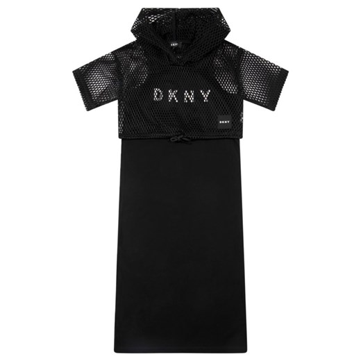 Sukienka dziewczęca czarna DKNY z napisami 