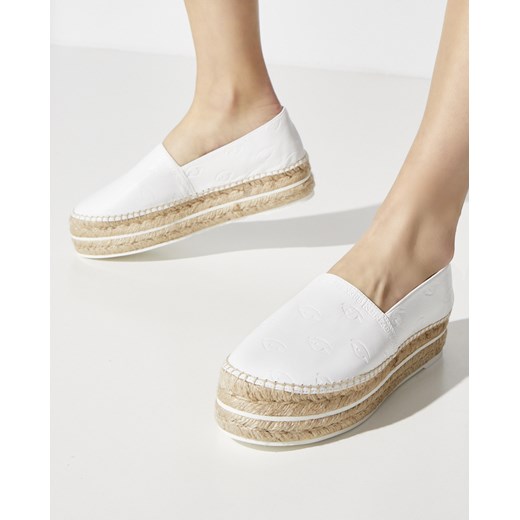 Espadryle damskie Kenzo skórzane białe na platformie 