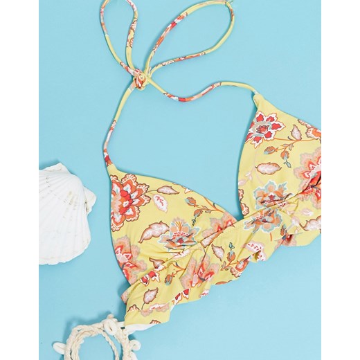 Rusty Fiori – Kolorowy top od bikini z trójkątnymi miseczkami-Żółty  Rusty L wyprzedaż Asos Poland 