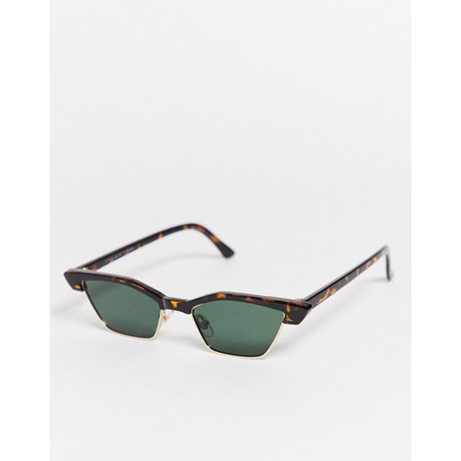 Topshop – Kwadratowe okulary przeciwsłoneczne w stylu retro z szylkretowym wzorem-Brązowy Topshop  One Size Asos Poland