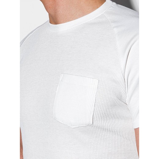 T-shirt męski bez nadruku S1182 - biały Ombre  XL 