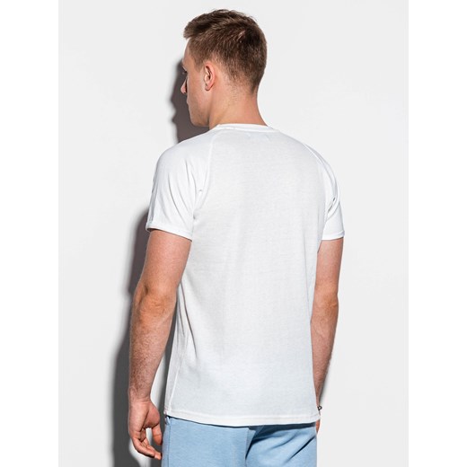 T-shirt męski bez nadruku S1182 - biały  Ombre XL 