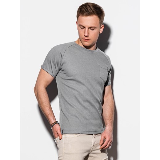 T-shirt męski bez nadruku S1182 - szary Ombre  XL 
