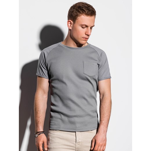 T-shirt męski bez nadruku S1182 - szary Ombre  S 