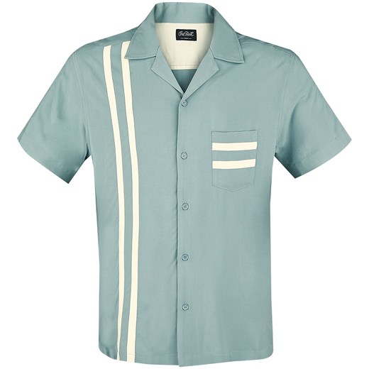 Chet Rock - Lucky Stripe Bowling Shirt - Koszula z krótkim rękawem - niebieski (Petrol) biały   S 