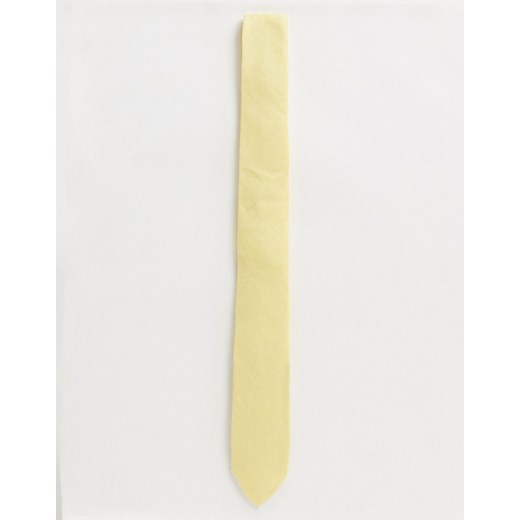 ASOS DESIGN – Żółty wąski krawat z lnu