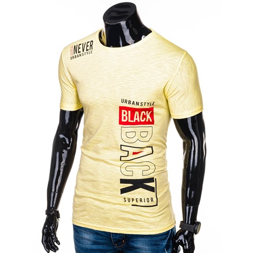 T-shirt męski z nadrukiem 1252S - żółty  Edoti.com XL 