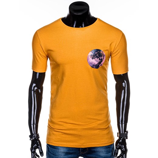 T-shirt męski z nadrukiem 1247S - żółty  Edoti.com XXL 