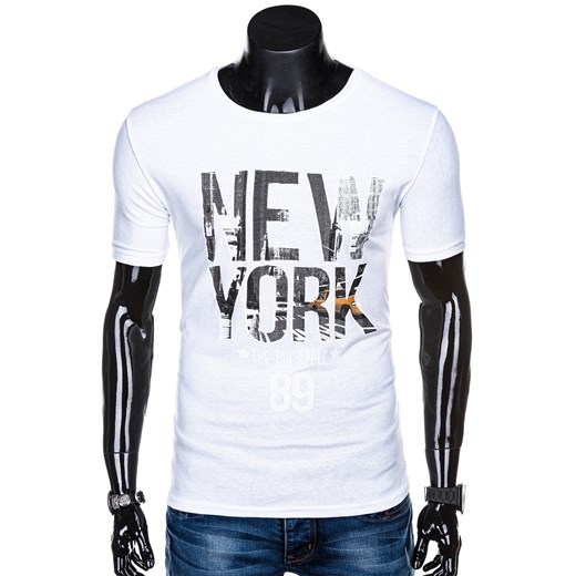 T-shirt męski z nadrukiem 1270S - biały Edoti.com  XL 