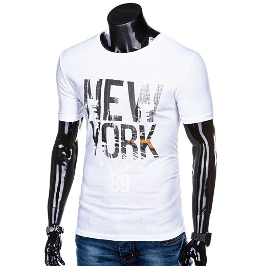 T-shirt męski z nadrukiem 1270S - biały  Edoti.com M 