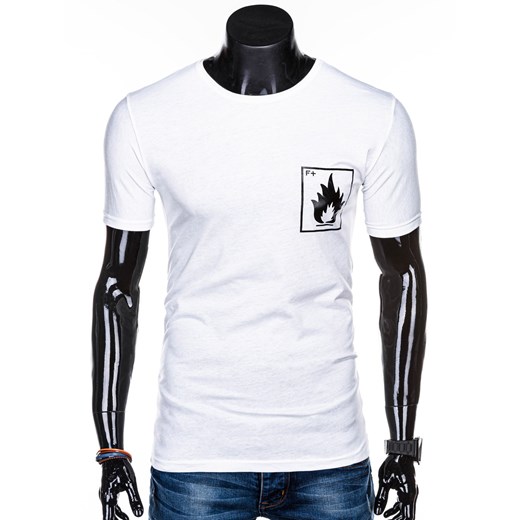 T-shirt męski z nadrukiem 1268S - biały Edoti.com  L 