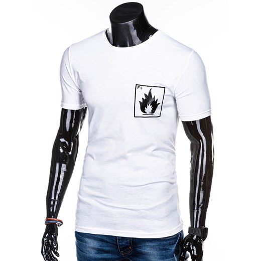 T-shirt męski z nadrukiem 1268S - biały  Edoti.com M 