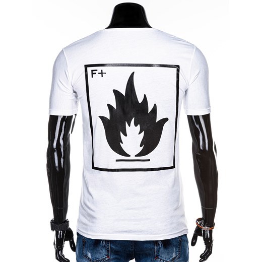 T-shirt męski z nadrukiem 1268S - biały  Edoti.com XXL 