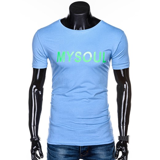 T-shirt męski z nadrukiem 1285S - niebieski Edoti.com  XXL 