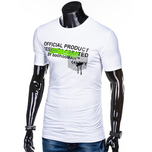 T-shirt męski z nadrukiem 1274S - biały  Edoti.com M 