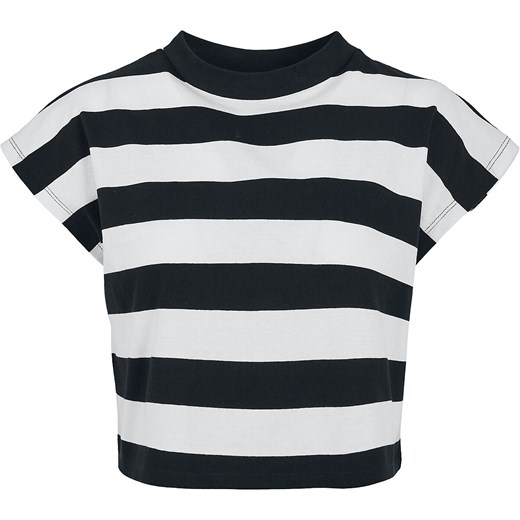 Urban Classics - Ladies Stripe Short Tee - T-Shirt - czarny biały   L 