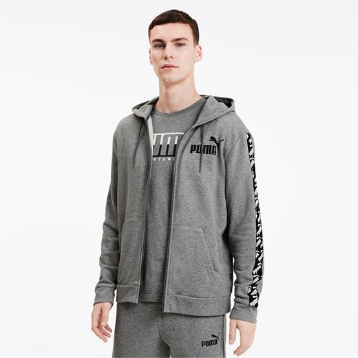 Bluza męska Puma w stylu młodzieżowym szara z napisami 