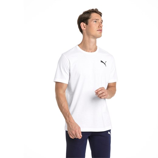 T-shirt męski Puma biały bez wzorów z krótkimi rękawami 