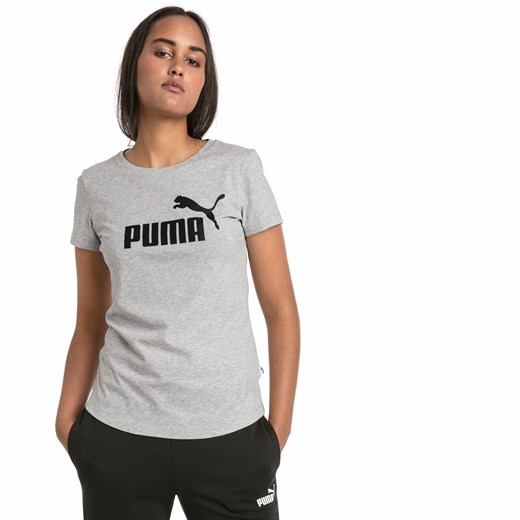 Bluzka damska Puma z napisami szara z krótkim rękawem 