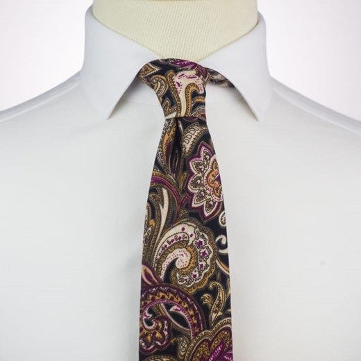 Krawat bawełniany czarny paisley EM 61 Em Men`s Accessories   promocyjna cena EM Men's Accessories 