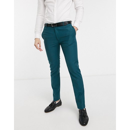 AVAIL London – Zielononiebieskie spodnie garniturowe o obcisłym kroju