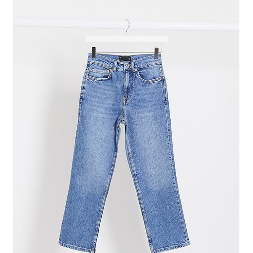 ASOS DESIGN Petite – Niebieskie elastyczne dopasowane jeansy z prostymi nogawkami i wysokim stanem  Asos W26 L28 Asos Poland