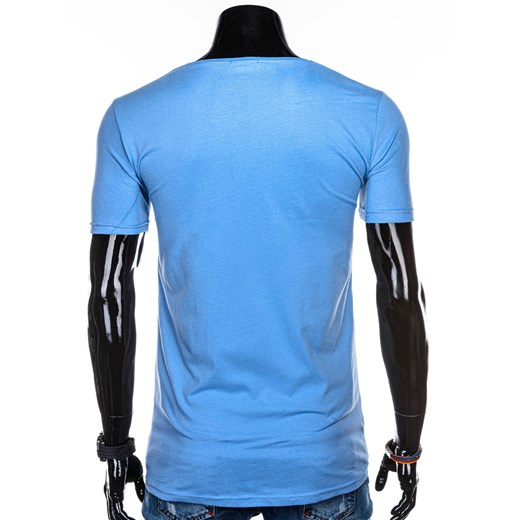 T-shirt męski z nadrukiem 1266S - błękitny Edoti.com  XL 