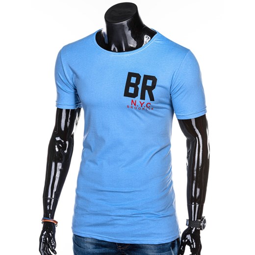 T-shirt męski z nadrukiem 1266S - błękitny  Edoti.com XL 