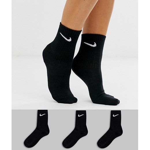 Nike - 3-pak czarnych skarpetek sportowych z wyszywanym logo-Black