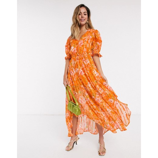Sukienka Rahi Cali w kwiaty pomarańczowy 