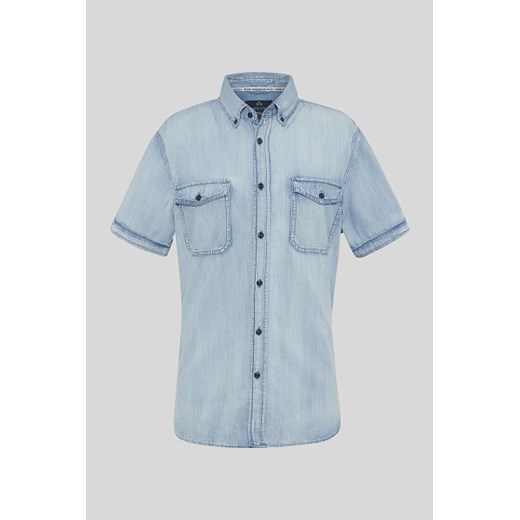 C&A Koszula dżinsowa-Slim Fit-przypinany kołnierzyk, Niebieski, Rozmiar: S